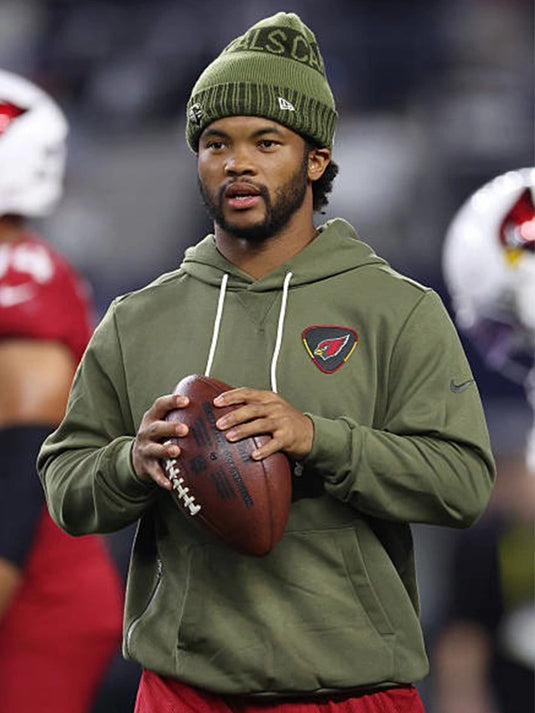 Kyler Murray Arizona Cardinals Hoodie offering cozy fleece comfort and subtle Salute to Service detailing.