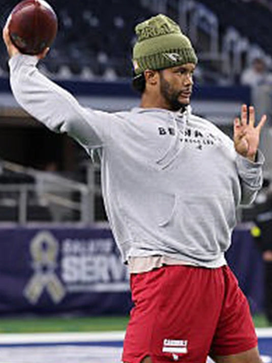 2025 Arizona Cardinals Kyler Murray grey hoodie combining athletic style and Bruce Lee inspiration.