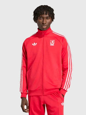 Recreated LFC adidas full-zip fleece track jacket in red with soft brushed interior and athletic zip-up design