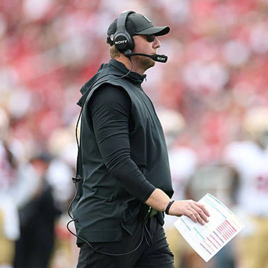 Liam Coen Jaguars 2025 Sideline Vest in black featuring a half-zip closure and durable athletic design.