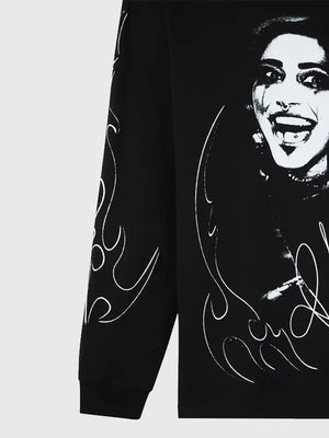OVO x WWE Rhea Ripley Long-Sleeve T-Shirt featuring bold character-inspired graphics and soft cotton construction