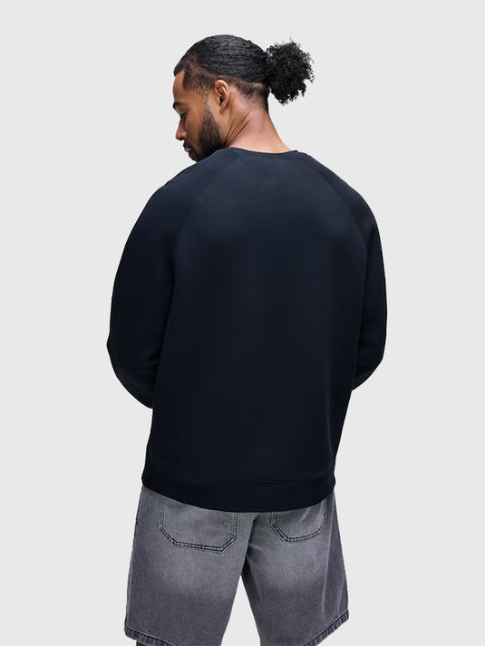 Black Nike Tech Fleece Raglan Crewneck Sweatshirt recreated for Los Angeles Dodgers fans.