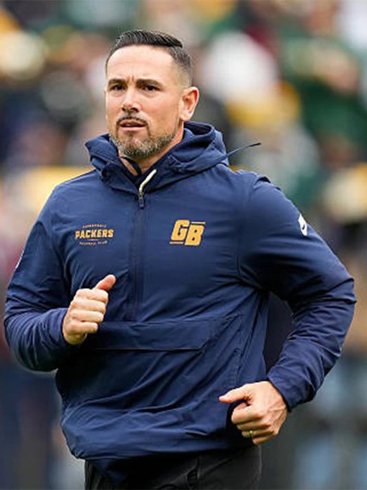 Green Bay Packers 23 Classic Half-Zip Hoodie Jacket by Nike in navy from the sideline outerwear collection.