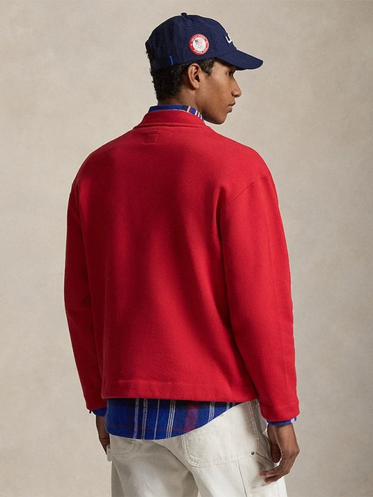 Polo Ralph Lauren red fleece mockneck sweatshirt designed for Team USA Milano Cortina 2026 Olympic collection