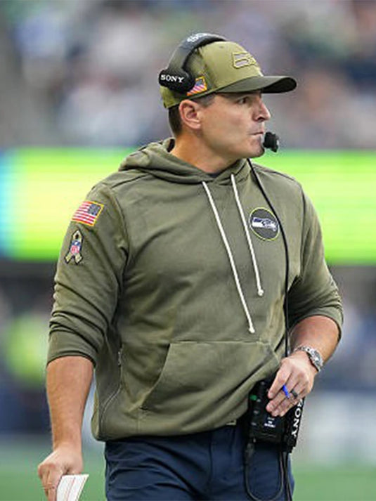 Olive green Seattle Seahawks Salute to Service 2025 fleece hoodie designed for warmth and comfort in cool weather.