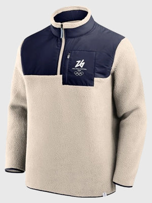 Milano Cortina 2026 Olympics inspired unisex cream microfleece jacket for everyday comfort and warmth