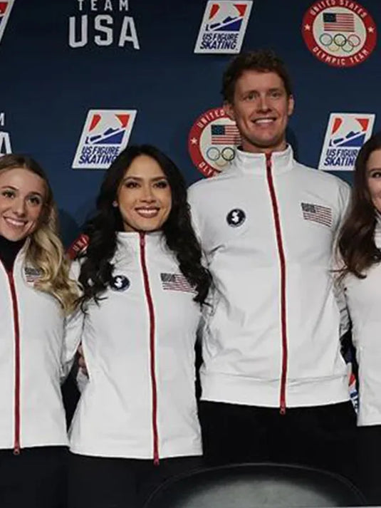 Recreated Winter Olympics Milano Cortina 2026 Save The Duck Team USA figure skating jacket with minimalist quilting and comfortable warmth