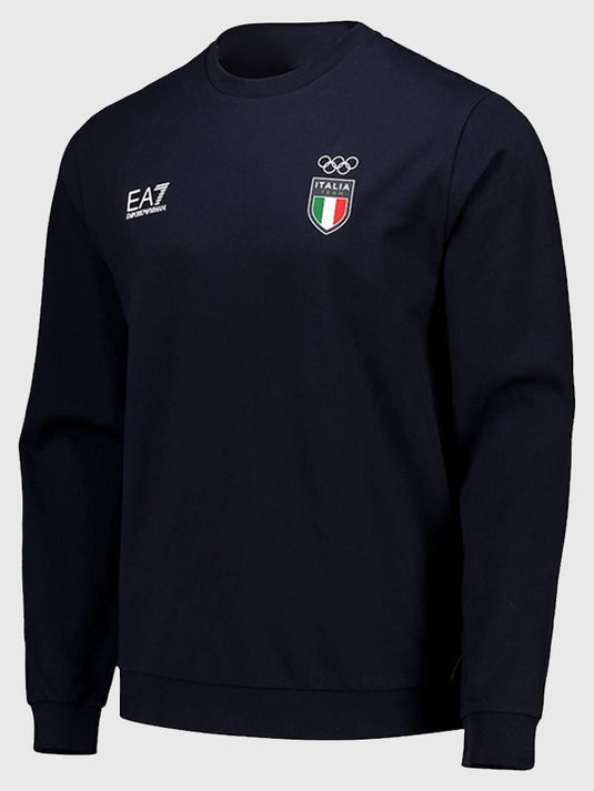 Team Italy Milano Cortina 2026 inspired EA7 Emporio Armani navy fleece crew sweatshirt recreated
