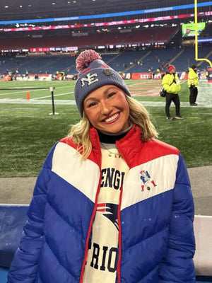RECREATED New England Patriots 2025 multi-color parachute puffer jacket with full-zip closure and insulated design