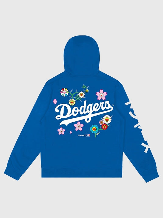 Murakami x Los Angeles Dodgers 2025 World Series Champions unisex fleece hoodie in blue featuring bold team graphics.