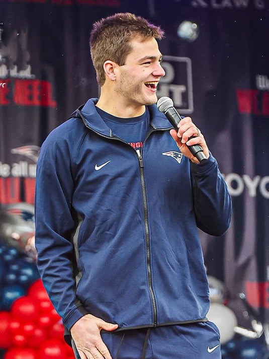 RECREATED New England Patriots 2026 Super Bowl LX logo zip up fleece hoodie in navy for unisex wear