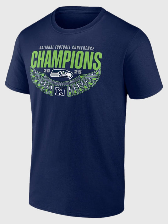 2025 NFC Champions Seattle Seahawks Hometown College style t-shirt in navy by Fanatics