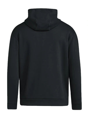 Black fleece pullover hoodie commemorating Indiana Hoosiers 2025 National Champions with recreated bold graphics