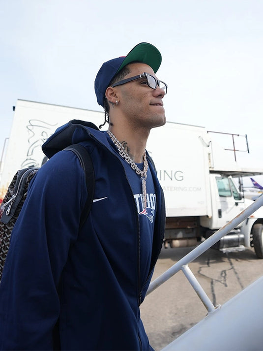 New England Patriots RECREATED Super Bowl LX 2026 zip up hoodie in navy with cozy fleece construction