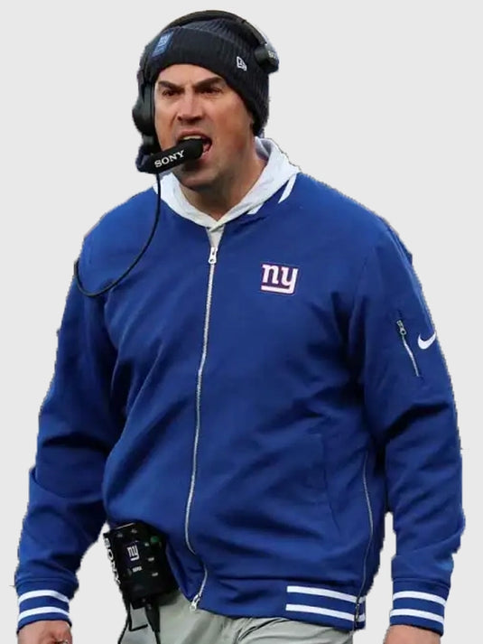 2025 Colts sideline bomber jacket recreation in blue with modern athletic detailing