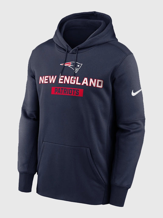 New England Patriots inspired Nike Toss Sweep Therma hoodie recreated in navy with soft fleece comfort