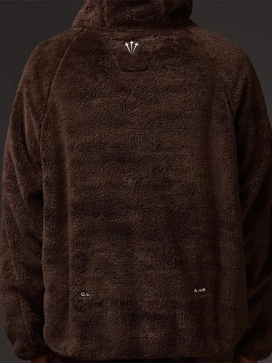 Unisex brown Nocta x Nike Chalet Polar Hoodie crafted from premium faux fur for everyday wear.