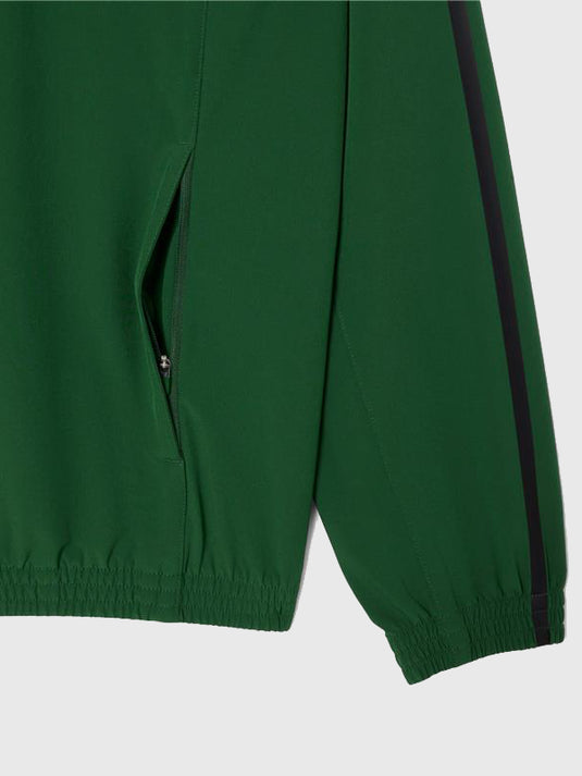 Novak Djokovic 2025 Hellenic Championship Lacoste Green Track Jacket inspired by classic tennis aesthetics.