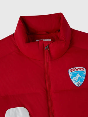 Red RECREATED OVO Winter Survival 2026 Alpine Bounce vest featuring a structured, insulated fit