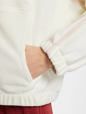Oversized off-white fleece pullover jacket recreated from Nike Chinese New Year collection with 1/2 zip styling