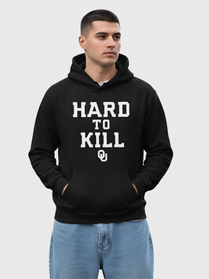 Recreation Hard to Kill Oklahoma hoodie in black designed with a classic pullover silhouette and comfortable fleece build