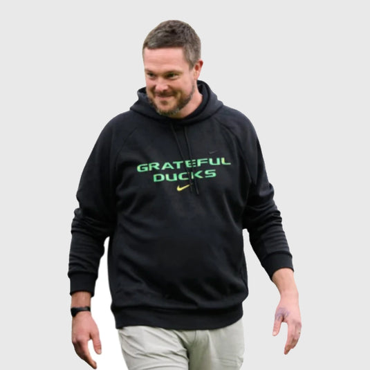 Nike Oregon Ducks Sideline hoodie in black with unique Grateful Dead graphic design.