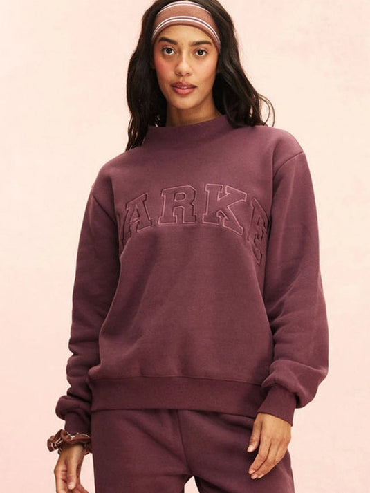 Varsity mockneck sweatshirt in plush fleece from Parke 2026 with a minimal, modern aesthetic