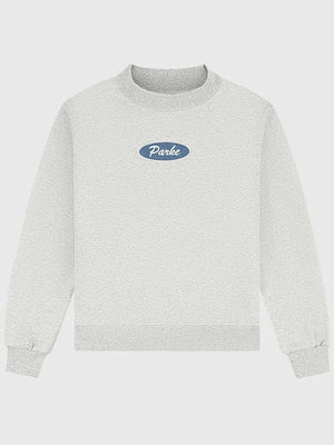 Parke Grey Mockneck Fleece Sweatshirt with signature patch accent and relaxed fit construction for everyday comfort
