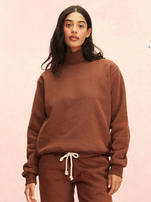 Parke 2026 brown fleece sweatshirt with a classic turtleneck collar and understated varsity-inspired look