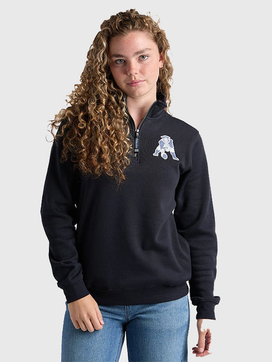 Recreation Charles River Patriots quarter zip sweatshirt in navy blue featuring soft fabric and structured fit