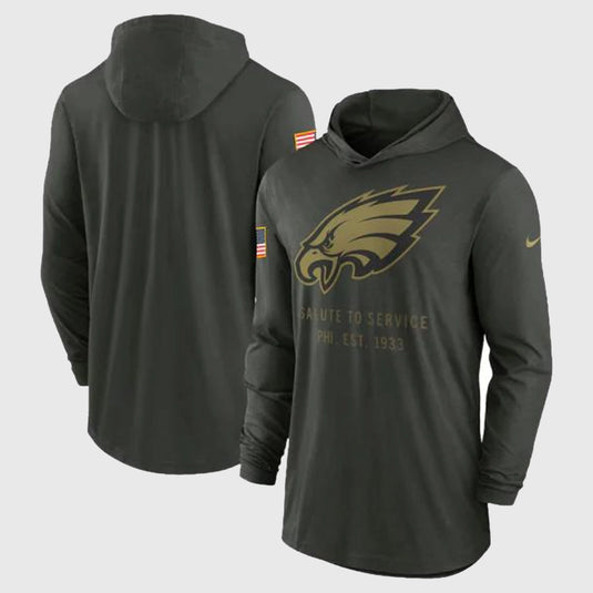 Philadelphia Eagles 2025 Salute to Service Hooded Long Sleeve T-shirt