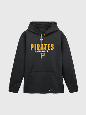 Recreated Pittsburgh Pirates Nike Authentic Collection Therma-FIT hoodie in black with insulated fabric and clean team detailing
