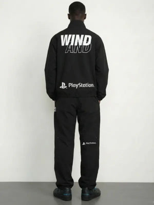 Tech-style black jacket inspired by the PlayStation and Wind and Sea collaboration design