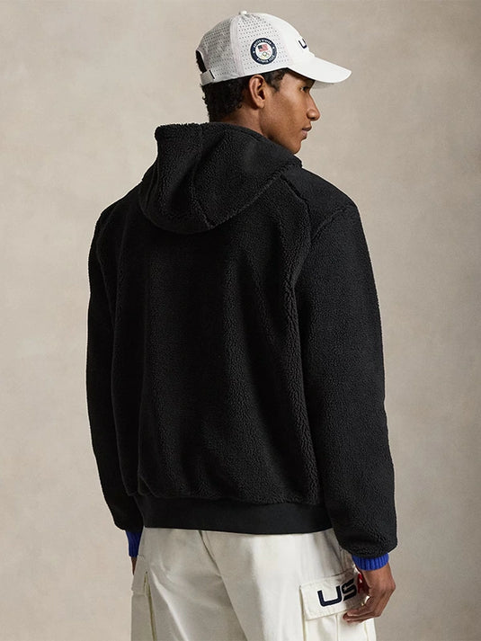 Polo Ralph Lauren Milano Cortina 2026 Team USA hoodie featuring black pile fleece and everyday comfort