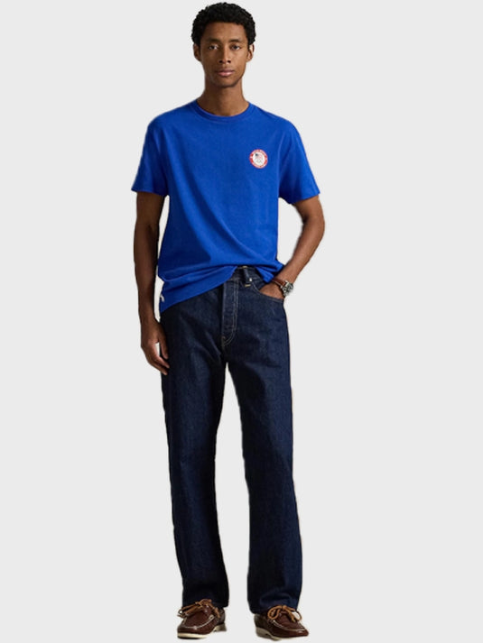 Blue Team USA graphic T-shirt from Polo Ralph Lauren highlighting Milano Cortina 2026 Winter Olympics theme