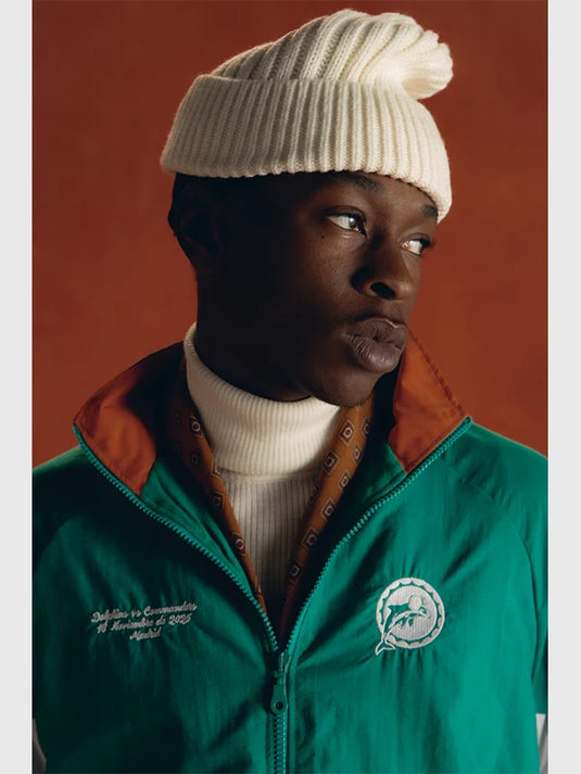 Stylish Pompeii x Miami Dolphins 2025 track jacket designed for everyday wear and team spirit.