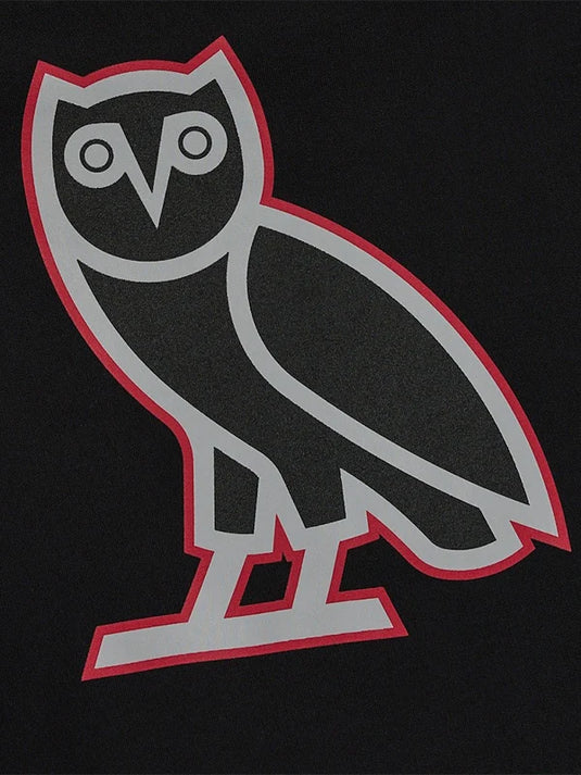 Fleece pullover black hoodie inspired by the OVO and WWE No Way Out crossover aesthetic