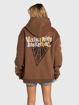 RECREATED Wild Collective Golden State Valkyries Brown Hoodie featuring a relaxed silhouette with smooth fleece texture and everyday wearability