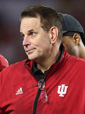 RECREATED Coach Curt Cignetti Indiana Hoosiers Adidas 1/4 zip short sleeve jacket in red with streamlined design