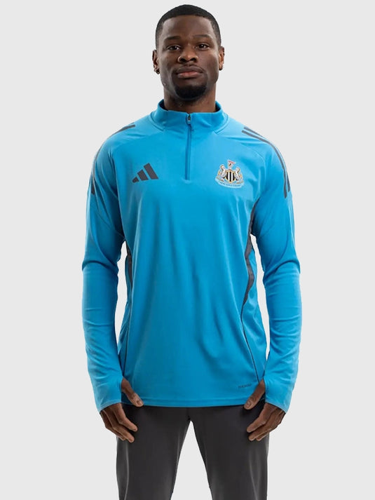 Newcastle United FC 2025/26 Players Range adidas blue quarter-zip T-shirt featuring a sporty silhouette and comfortable feel.