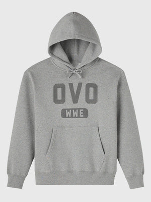 Recreated OVO x WWE RAW is WAR hoodie in grey with soft fleece construction and pullover style