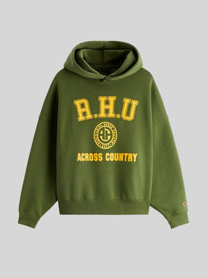 Green pullover hoodie Recreation version by Landon Barker RHU featuring durable ribbed hem and versatile styling