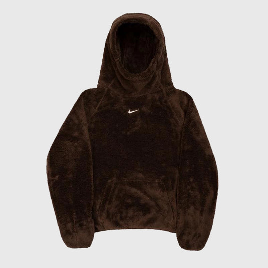 Brown Nocta x Nike Chalet Polar Hoodie featuring soft faux fur and a unisex streetwear design.