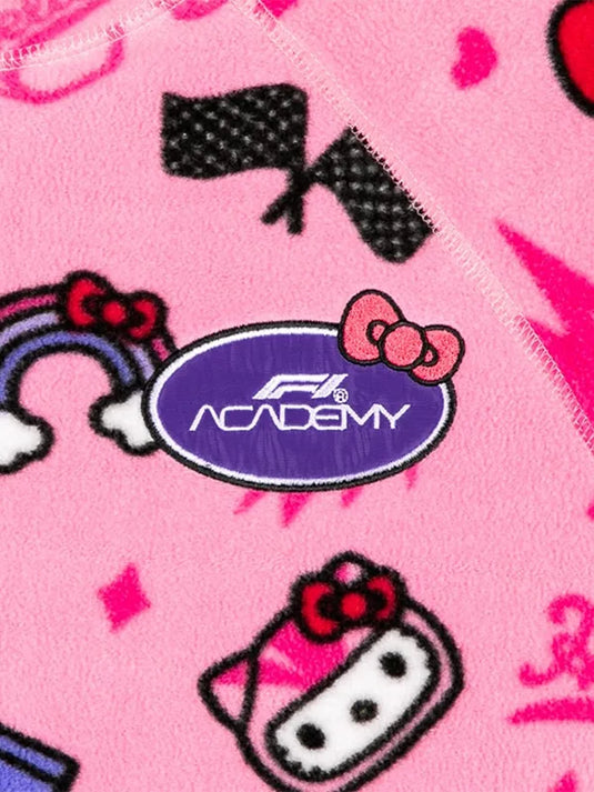 Formula 1 Academy x Hello Kitty Pink Fleece Jacket by Recreation combining sporty and cute aesthetics.