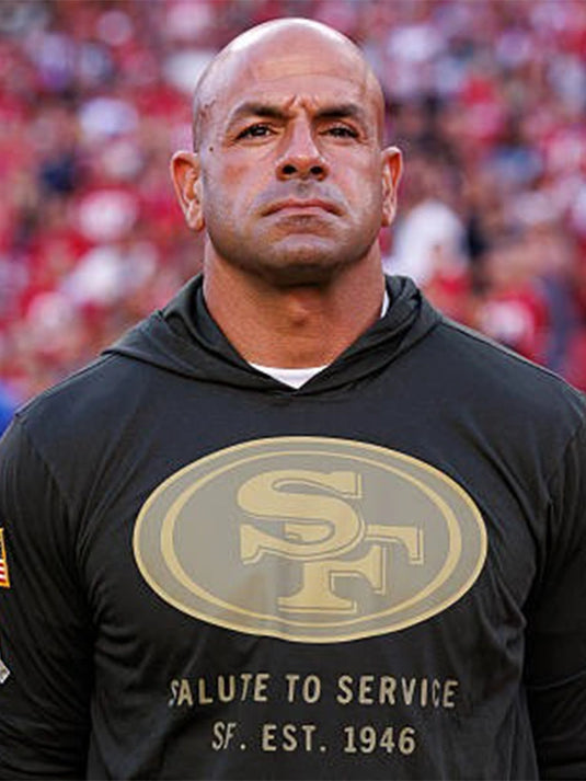 San Francisco 49ers 2025 Salute to Service Hooded Long Sleeve T-shirt