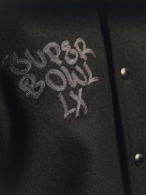 Recreated limited edition Fanatics x APEXER black full‑snap jacket with custom Seahawks championship artwork and handcrafted construction