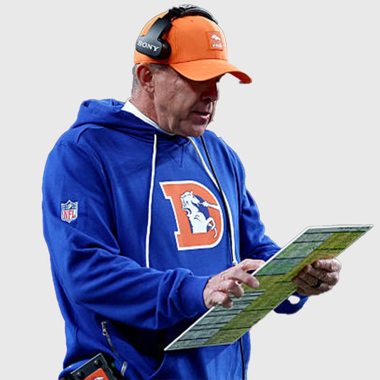 Sean Payton Nike Royal Denver Broncos Sideline Standard Issue Alt 2 Dri-FIT Hoodie featuring a bold team logo and smooth athletic fit.