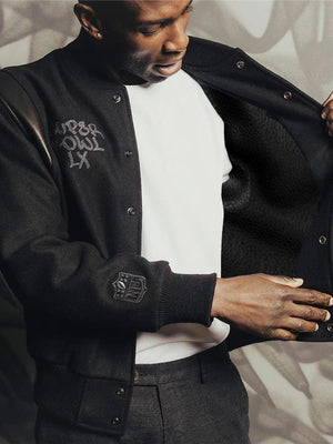 Seattle Seahawks Super Bowl 60 Champions black full‑snap artisan jacket with collectible limited edition numbering and high‑quality stitching