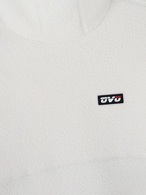 RECREATED OVO Winter Survival 2026 white balaclava sherpa hoodie with relaxed unisex fit