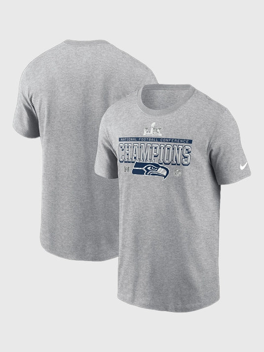 Seattle Seahawks Nike 2025 NFC Champions Locker Room Trophy Collection t-shirt in heather grey